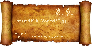 Marusák Varsány névjegykártya